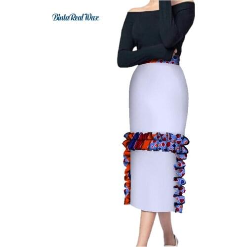 Fashion Bazin Riche Women Skirt 100% Cotton Custom African Print Draped Pencil Skirts Traditional African Style Clothing WY3343