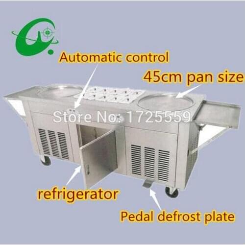Ice Cream Roller rolling Rolled Flat fried ice cream machine double 2 pan ice cream roller machine Ice cream pan roller