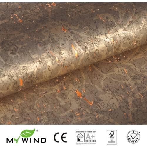 MYWIND 0.91*5.5M/Roll Coppery Luxury 100% Material Design Home Decor Wall Paper Cork Wallpaper