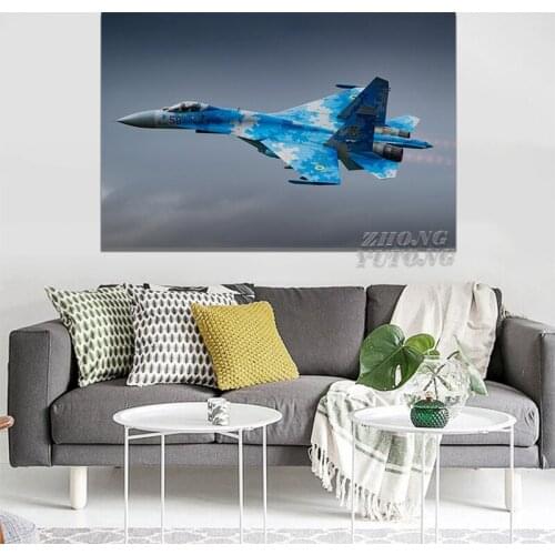 Cool SU 27 Flanker B Ukrainian Fighte Artwork Living Room Home Wall Art Decor Wood Frame Canvas Poster