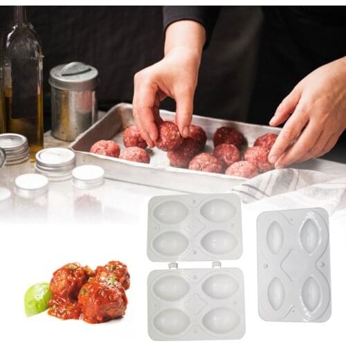 New 2021Meatball Maker Manual Meatloaf Mold 4 Grid Minced Meat Processor Manual Meatball Cake Desserts Kitchen Meatloaf Mold