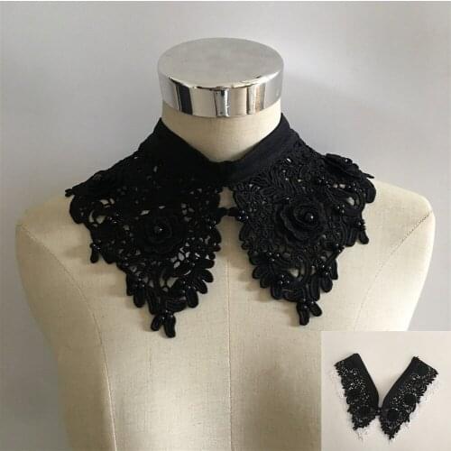 New Listing ABS Pearl Lace Button Fake Collar Decoration Sewing Dress Applique Accessories Embroidery DIY Lace Fabric Collar