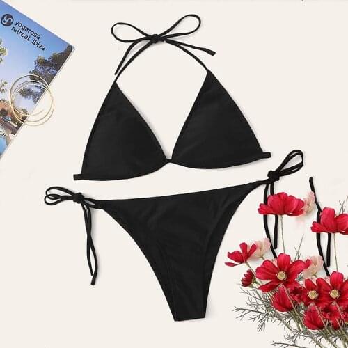 Womens Sexy Bikini 2021 Woman Brazilian High Breast Contrast Gradient Split Bikini Set Soild Color One Piece Swimsuit New 2021