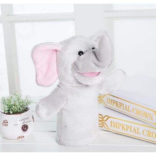 Animal Plush Elephant Hand Puppet Puppets Childhood Kids Cute Soft Toy Story Pretend Playing Dolls Gift For Children, 28CM