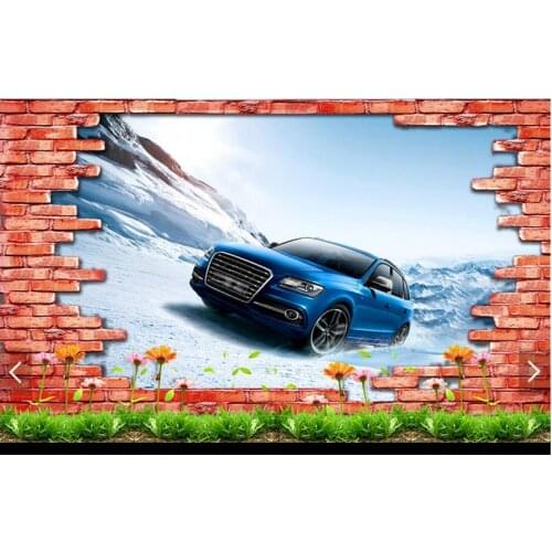 Custom photo wallpaper 3d TV wall papers murals Super clear 3 d TV setting wall brick wall car living room wallpaper decoration