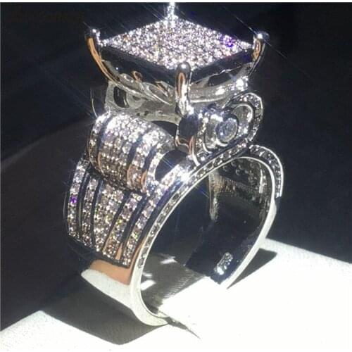 Deluxe Promise Ring 925 sterling Silver Pave setting AAAAA cz Engagement Band Rings For Women men Wedding Jewelry Gift