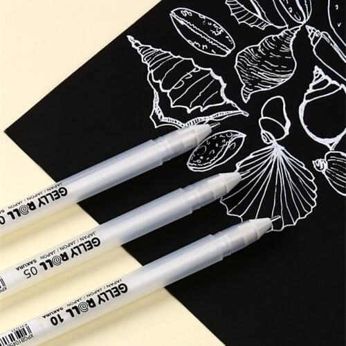 Sakura Gelly Roll Gel Pen Set White Ink 0.3mm 0.4mm 0.5mm Sketch Highlight Marker Pen Drawing Art Supplies