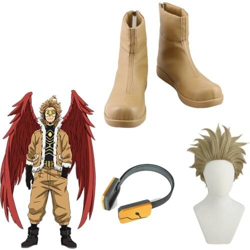 Anime My Hero Academia Boku No Hero Akademia Hawks Cosplay Shoes Boots Hawks No.2 Halloween Party Cosplay Wig Accessories