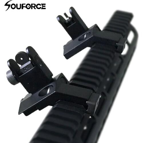 US 1 Pair Tactical Front and Rear Flip Up 45 Degree Offset Rapid Backup Iron Sight Transition Gun Accessories for Hunting