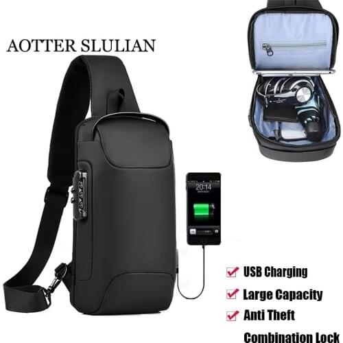 Multifunction Crossbody Bags For Men Anti-theft Shoulder Messenger Bags USB Charging For Mobile Phone Waterproof Trip Chest Bags