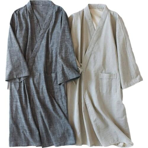 Traditional Japanese Sleepwear Loose Style Couples Clothing Women Men Cotton Pajamas Soft Comfy Kimono Yukata Pyjamas Robe
