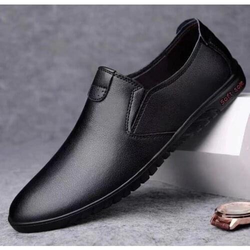 2021 Spring Autumn Concise Style Leather Casual Shoes for Man Shallow Casual Boat Shoes Breathable Waterproof Suitable for Daily