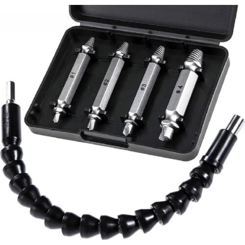 Vastar 4pcs Damaged Screw Extractor Drill Bits Guide Set Broken Speed Out Easy Out Bolt Stud Stripped Screw Remover Tool