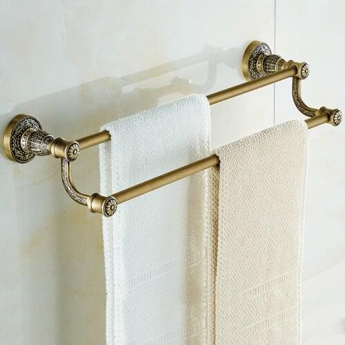 Vidric Vintage Design White/Antique Double Towel Bar Continental Bathroom Accessories Sanitary Wares Towel Rack Towel Sh