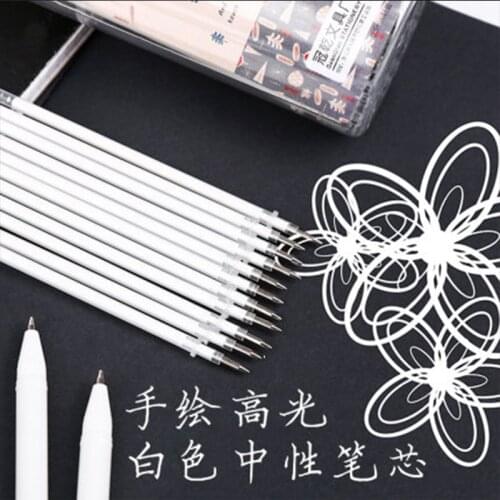 TOUCH Hightlight WHITE Art Marker 0.8mm Color Gel Pen Sketch Hook Liner Pen Refills for Anime Paint Design Art Supplies