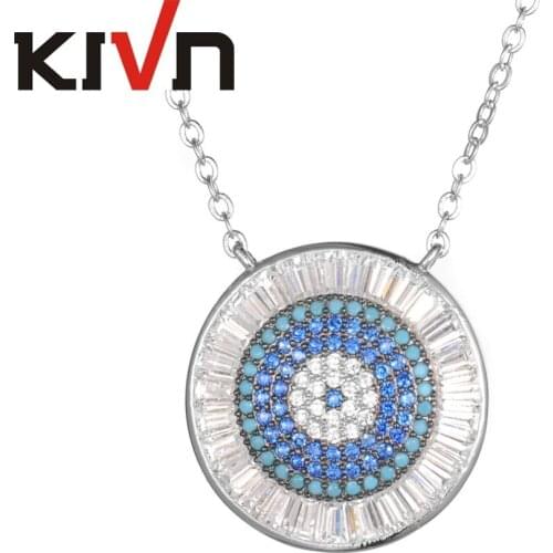 KIVN Jewelry Turkish Blue eye CZ Cubic Zirconia Bridal Wedding Pendant Necklaces for Womens Birthday Gifts 6pcs Lots Wholesale