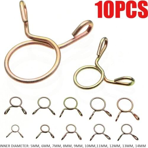 10pcs Hose Clamp Zinc Plated Spring Clips Gear Hose Fuel Line Clamp 5/6/7/8/9/10/11/12/13/14mm