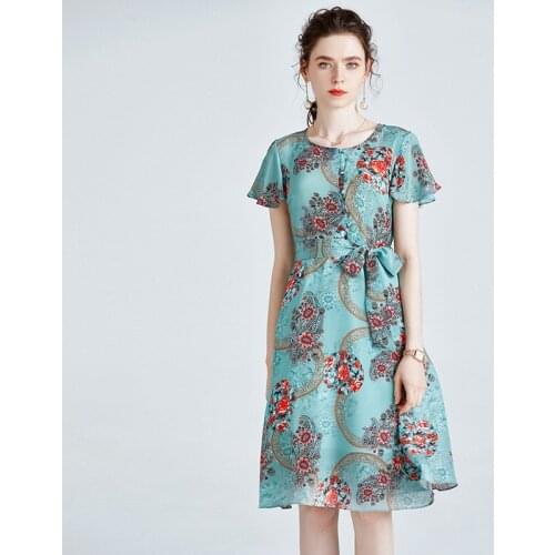 GREEN PAISLEY Floral Silk Dresses Women Fashion 2021 Summer Long Casual Sexy Office Work Daily Dress Plus Size Slim Fit A Line