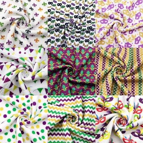 1/2yard Mardi Gras Designs Printed Bullet Textured Liverpool 4 Way Stretch Spandex Knit Fabric For Baby Bows Headwrap