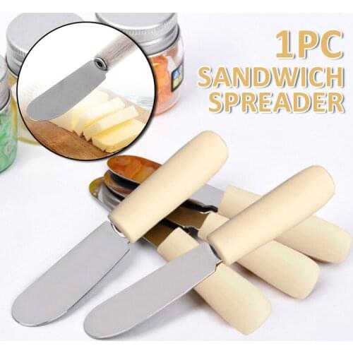 1pc Sandwich Spreader Stainless Steel Butter Knife Wood Handle Cheese Jam Spatula Cutter Sandwich Cheese Slicer Breakfast Tool