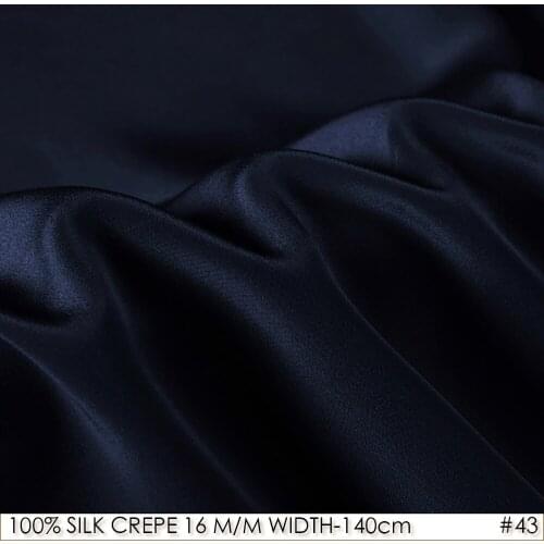 100% SILK CREPE DE CHINE 140cm width 16momme Natural Silk Patchwork Sewing Material China Silk Deep Blue NO 43