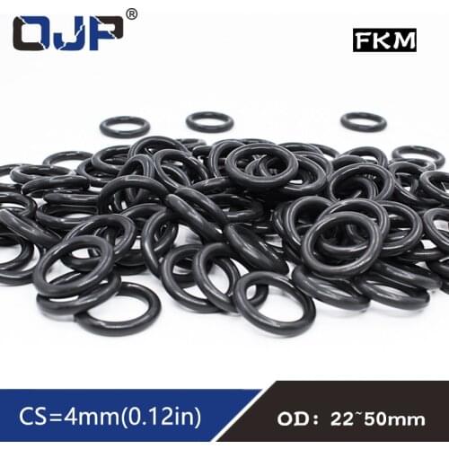 5PC Fluorine rubber Ring Black FKM O-ring Seal CS 4mm OD22/25/26/28/30/32/35/38/40/42/45/48/50mm O Ring Gasket Oil Ring Washer