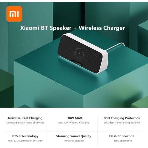 Xiaomi BT Speaker Fast Wireless Charger 30W MAX BT5.0 Home Music Speaker With Microphone HD Call For iPhone Samsung Xiaomi
