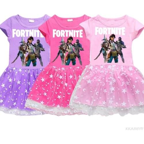 Fortnites Kids Girls Clothing Baby girl Dresses Cartoon Children Sport Causal Dress Costume For 3-12Years Kid Clothes