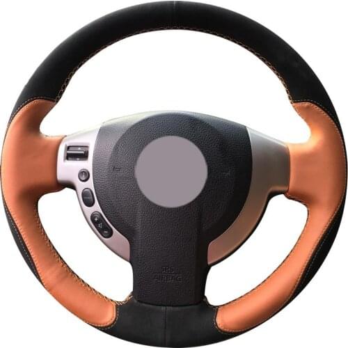 DIY Customize Braiding Black Suede Brown Leather Car Steering Wheel Cover For Nissan Qashqai X -Trail Nv200 Rogue
