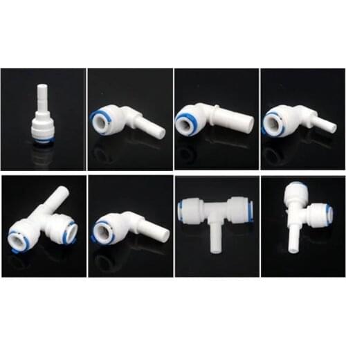 RO Water Plastic Pipe Fitting Straight/Elbow/Tee 1/4" 3/8" Hose OD To 1/4" 3/8" Pipe Reverse Osmosis System Quick Connector