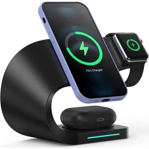 GTWIN 4 In 1 Magnetic Wireless Charger Stand For Iphone 12 Apple Watch 6 5 4 3 Airpods Pro 15W Fast Charging Dock Station 2021