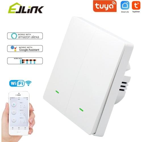EJLINK 2 Gang Tuya Smart Switch Wifi Remote APP Voice Control works with Alexa, Google Home Intelligent Wall Light Switch