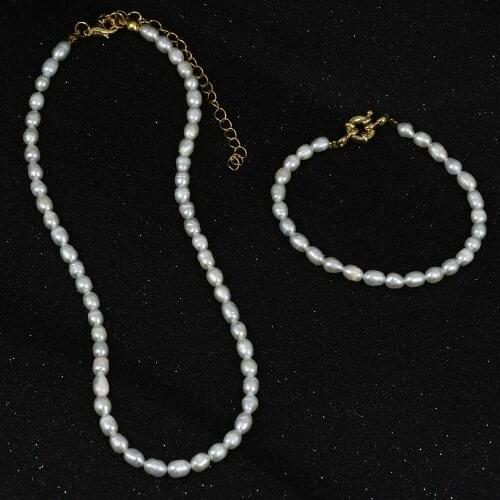 Delicate Timeless Real Freshwater Pearl Necklace Bracelet Set Daily Wearing Light Weight Jewelry Set Womens Classic Accessories