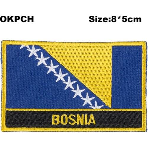 Bosnia Square Shape Iron-on Flag Patch Embroidered Saw on Badges Patches PT0036-R
