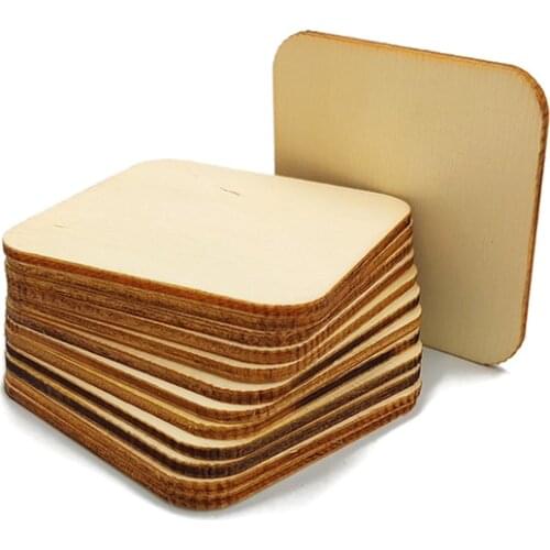 4pcs 70mm Unfinished Blank Wood Squares Wooden Cutout for DIY Arts Crafts, Centerpieces, Board Game Pieces, Ornaments