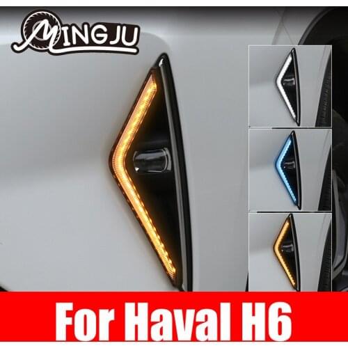 2pcs Turn Signal Light Strip Waterproof Auto Headlight Surface Decorative Lamp Car Daytime Running For Haval H6 2021 2022 3th