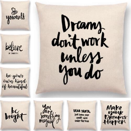 Newest Black Letter Brave Confidence Hope Forceful Warm Words Cushion Cover Home Decor Sofa Throw Pillow