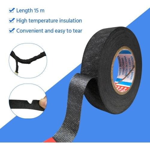 15M Flame Retardant Tape Heat-resistant Tesa Type Coroplast Adhesive Cloth Tape For Car Cable Harness Wiring Loom Protection