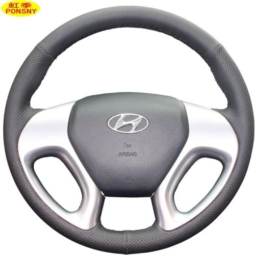 PONSNY Artificial Leather Car Steeering Wheel Covers Case for Hyundai ix35 2010-2015 Hand-stitched Steering Cover