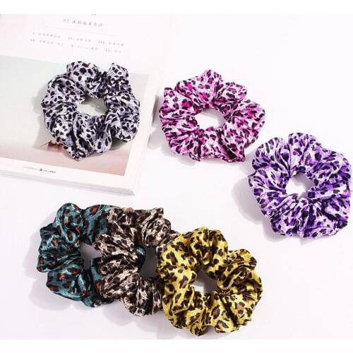 Hot Sale 1pc Rainbow stripes Printed Leopard fashion lady hair ring Scrunchie Elastic Hair Band Hair Ties Rope Hair Accessories