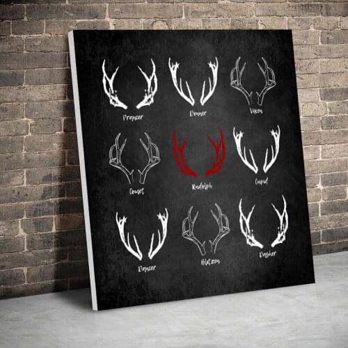 Framed Antlers White Painted Christmas Posters Canvas Paintings Wall Art Canvas Prints Pictures Kids Room Home Wood Inner Frame