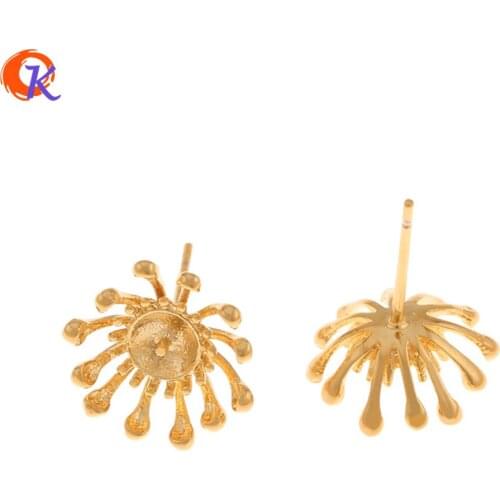 Cordial Design 30Pcs 11*11MM Jewelry Accessories/Flower Earrings Stud/DIY Making/Genuine Gold Plating/Hand Made/Earring Findings