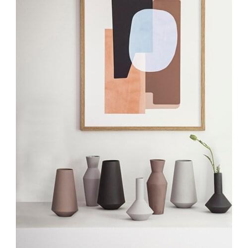 Nordic Morandi Polished Ceramic Vase Scandinavian Handmade geometric Art flower vases flower pot Living Room Home Decoration