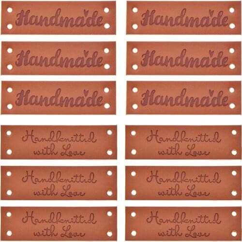 48PCS/lot Mixed Artificial Leather Labels Tags For Garment Bag Hat Decoration DIY Handmade Quilting Crafts Materials