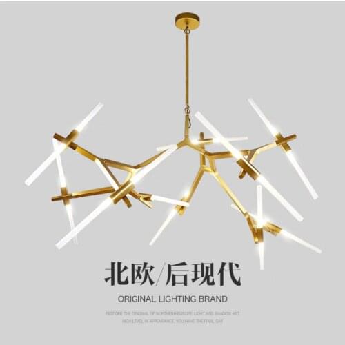 Villa tree branch lamp Post modern designer Nordic led chandelier tree fork restaurant chandelier villa living room Chandelier
