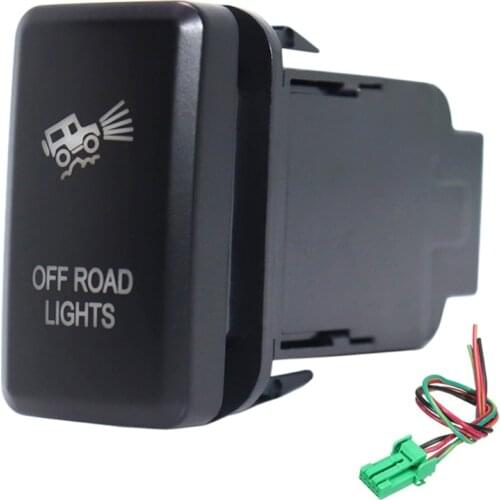 AUKA LED Car Push Button Switch Off Road Lights For Toyota Prado Landcruiser Hilux FJ Cruiser ON OFF Switch+Wire 12 Volt 3Amp