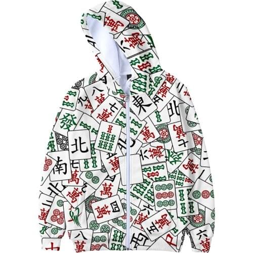 2021 New China Mahjong 3D Printed Zipper Hoodies Men/Women Fashion Long Sleeve Hooded Sweatshirt Hot Sale Streetwear Clothes