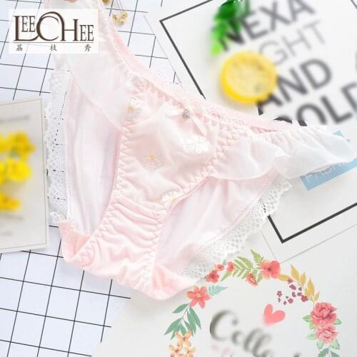 Japanese Girl Teenage Style Panties High Style Embroidery Fancy Lace Milk Silk Briefs Student Lovable Lady Undergarment
