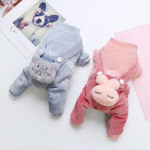 Thicken Warm Dog Clothing Winter Pet Clothes Cute Cartoon Dog Jumpsuit Outfit Puppy Costume Yorkie Poodle Pomeranian Pet Product