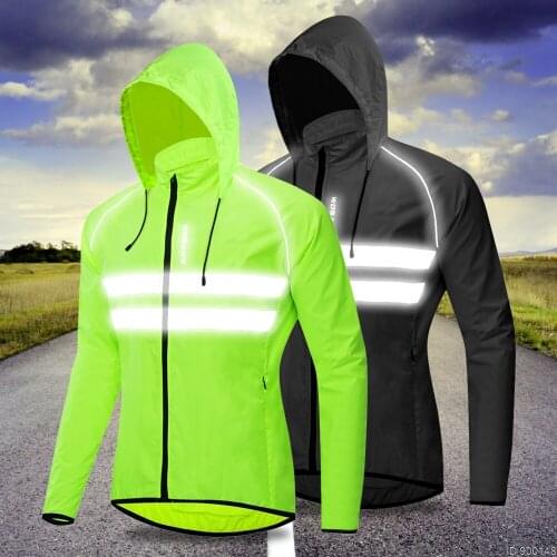 Hooded Cycling Windbreaker Reflective Bike Jacket Windproof Bicycle Wind Coat Mtb Cycle Clothes Men Running Cycling Jacket
